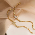 Pulseira de Cruz com Zircônia - Lafemininy