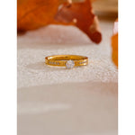 Yhpup 6789 # Moda de aço inoxidável bling zircônia cúbica cnc estilo casamento chique anel 18k cor ouro banhado dedo jóias presente