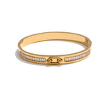 Yhpup pulseira redonda de zircônia de alta qualidade, joias exclusivas de aço inoxidável chique, presente à prova d'água