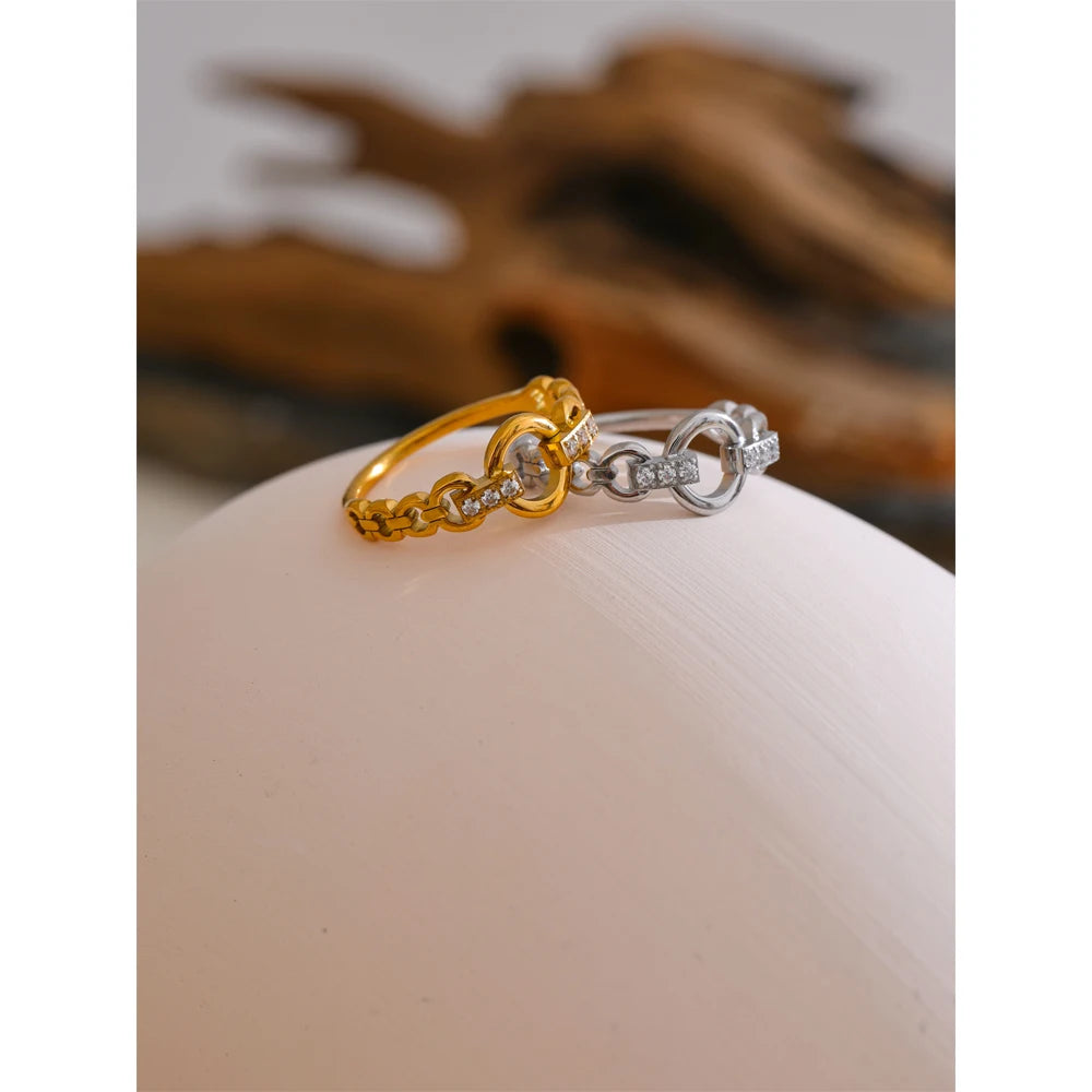 Yhpup 678 # Anel de dedo de ligação de zircônia cúbica de aço inoxidável de alta qualidade joias requintadas e elegantes presente diário para auto