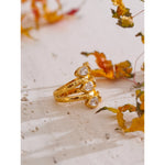 Yhpup tamanho 7.5 zircônia cúbica fundição anel dourado de aço inoxidável de alta qualidade banhado a PVD presente de joia de dedo