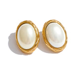 Yhpup estilo coreano amarelo simulado pérola oval brincos para mulheres de aço inoxidável 18k pvd banhado diariamente moda jóias presente