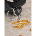 Yhpup Brincos Huggie geométricos de aço inoxidável banhados a ouro e platina PVD à prova de ferrugem pingente de metal joia de declaração diária presente