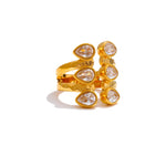 Yhpup tamanho 7.5 zircônia cúbica fundição anel dourado de aço inoxidável de alta qualidade banhado a PVD presente de joia de dedo