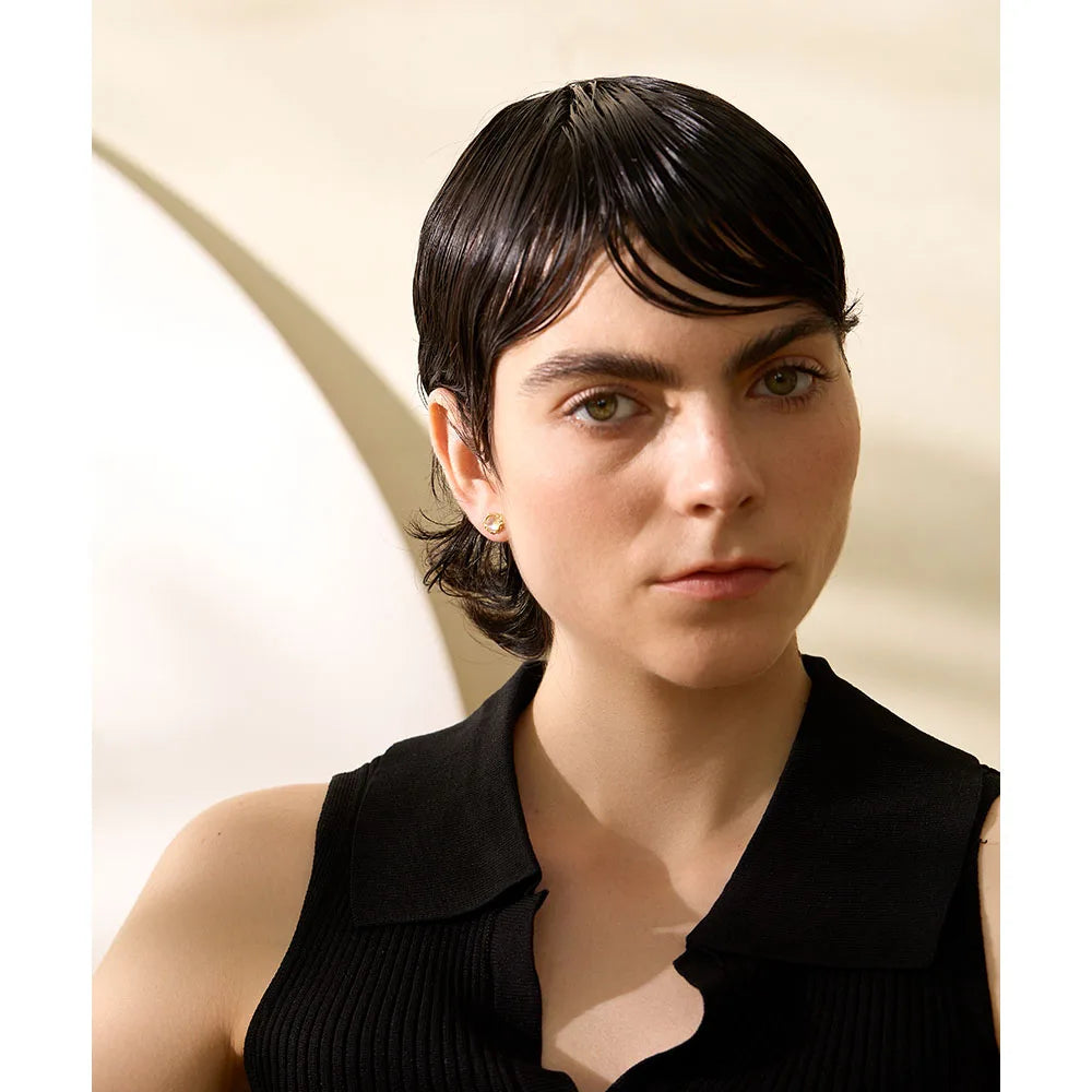 Yhpup-Asymmetric Sterling Silver Stud Earrings, Moonstone Artificial, Misteriosa Moda Textura, Encantos de Luxo, Fine Jewelry, AB