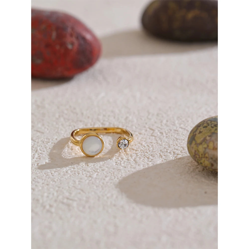 Yhpup aço inoxidável mais grosso escudo ajustável aberto anel delicado moda dedo dourado jóias acessórios diários escritório ladie