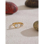 Yhpup aço inoxidável mais grosso escudo ajustável aberto anel delicado moda dedo dourado jóias acessórios diários escritório ladie