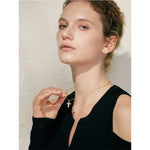 Yhpup cnc moda pingente colar requintado zircônia cúbica cruz 18k ouro pvd banhado tendência delicado jóias únicas atacado