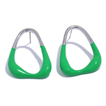 Yhpup verde esmalte minimalista moda geométrica oco brincos feminino na moda verão aço inoxidável jóias elegantes