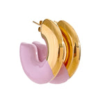 Brincos Huggie Forma Yhpup-C para Mulheres, Cor do Ouro, Aço Inoxidável, Jóias Diárias, Impermeável, Esmalte Requintado, Colorido, Versátil