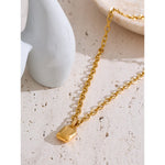 Yhpup personalizado metal liso retângulo pingente colar resistente a manchas corrente de aço inoxidável charme jóias alta qualidade