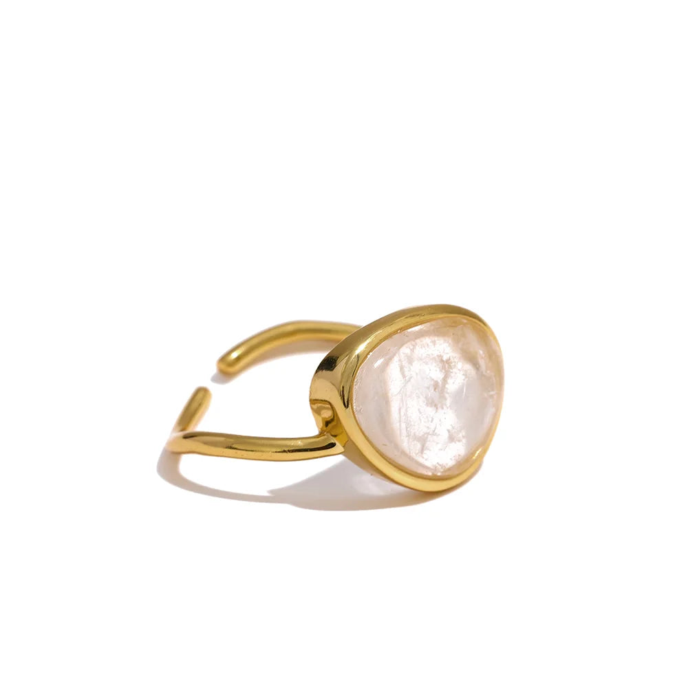 Anel Dourado, Anel de Luxo, Anel ouro, Anel com pedra, Anel regulável, Anel Luxuoso