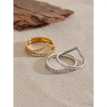 Yhpup-Anel De Zircônia Cúbica De Luxo, Aço Inoxidável, Redondo Dupla Camada, Fino, Casamento, Noivado, Presente De Jóias De Alto Grau