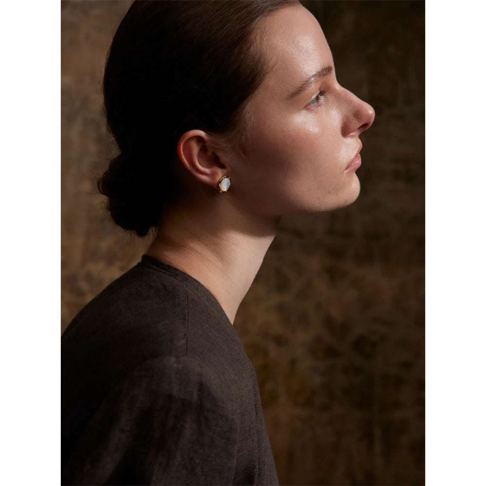 Yhpup alta qualidade moda concha natural zircônia brincos evitar alergia metal dourado premium jóias diárias à prova dwaterproof água