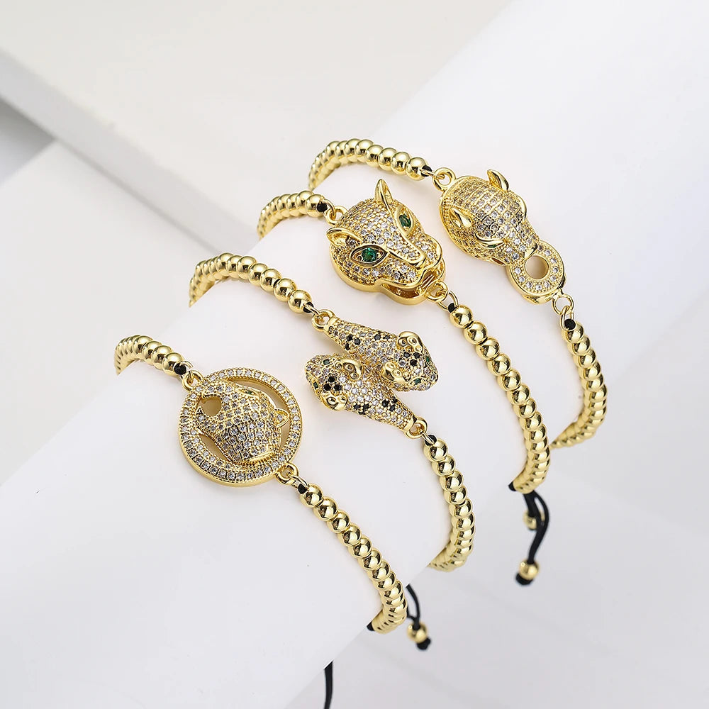 Pulseira Dourada Animais Cravejado com Zircônia - Lafemininy