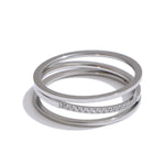 Yhpup 6789 # Anel de zircônia cúbica de aço inoxidável requintado ouro prata cor resistente a manchas metal na moda joias diárias