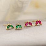 Brinco Folha com Zircônia Cúbica - Lafemininy