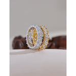 Yhpup anel brilhante de aço inoxidável, delicado, coração brilhante, zircônia cúbica, moda feminina, temperamento de alta qualidade, joias premium