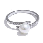 Anel fino de zircônia-yhpup para mulheres, imitação de pérolas, aço inoxidável, joias de dedo, estilo coreano, alta qualidade, moda