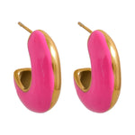 Yhpup Multicolor Esmalte Aço Inoxidável Geométrica Huggie Brincos Metal Alta Qualidade À Prova D' Água Jóias para Mulheres Bijoux Femme