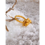 Yhpup declaração de aço inoxidável empilhados contas artesanal anel dourado para mulheres resistente a manchas metal atraente jóias exclusivas