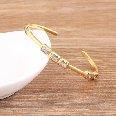 Nidin-Banhado a Ouro Inlay Pulseiras de Zircão para Mulheres, Pulseiras Simples, Luxo Leve, Joalheria Ajustável, Tendência da Moda, Nova