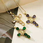 Colar com Pingente Cruz com Virgem Maria - Lafemininy