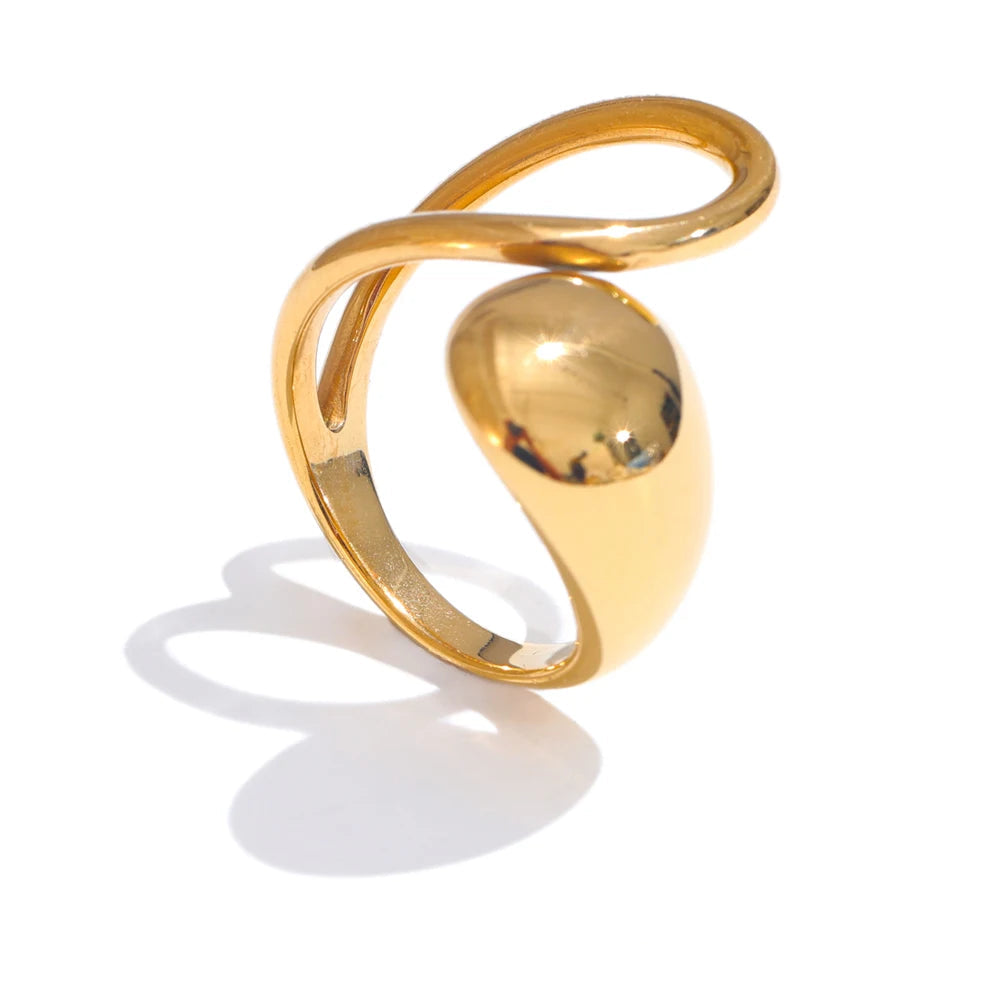 Yhpup criativo 316l aço inoxidável moda geométrica aberto anel ajustável 18k pvd banhado novo diário chique jóias de alta qualidade