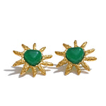 Yhpup Brincos de aço inoxidável com pedra verde, resina vermelha e branca, coração, amor, para mulheres, joias da moda diária