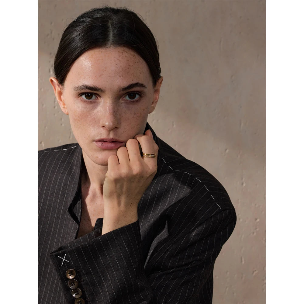 Yhpup 6789 # Anel de zircônia cúbica de aço inoxidável requintado ouro prata cor resistente a manchas metal na moda joias diárias