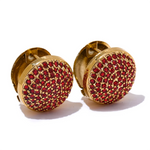 Yhpup luxo bling multi cor zircônia cúbica aço inoxidável redondo oco brincos de argola para mulheres à prova dwaterproof água moda jóias