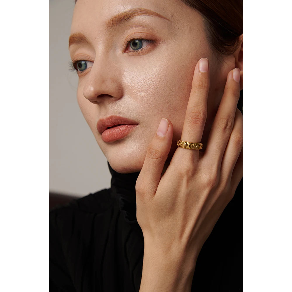 Yhpup sol estrela lua anel de aço inoxidável jóias elegante metal celestial feminino anel joyería acero inoxidável mujer presente novo