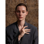 Yhpup anel requintado de aço inoxidável bege esmalte moda 18k ouro platina pvd banhado diariamente joias de dedo bijuterias para mulheres