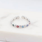 Lucky Eye Azul Turco Evil Eye Anel Aberto Cobre Cor Dourada Anéis de Dedo Ajustáveis para Mulheres Meninas Homens Moda Jóias