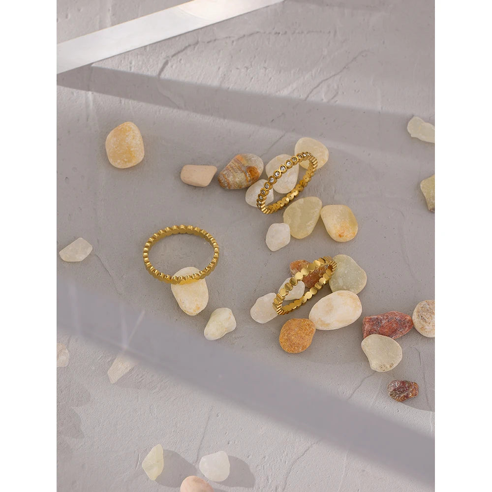 Yhpup requintado bling zircônia cúbica anel redondo 316l aço inoxidável feminino jóias temperamento anel de casamento anillos mujer presente