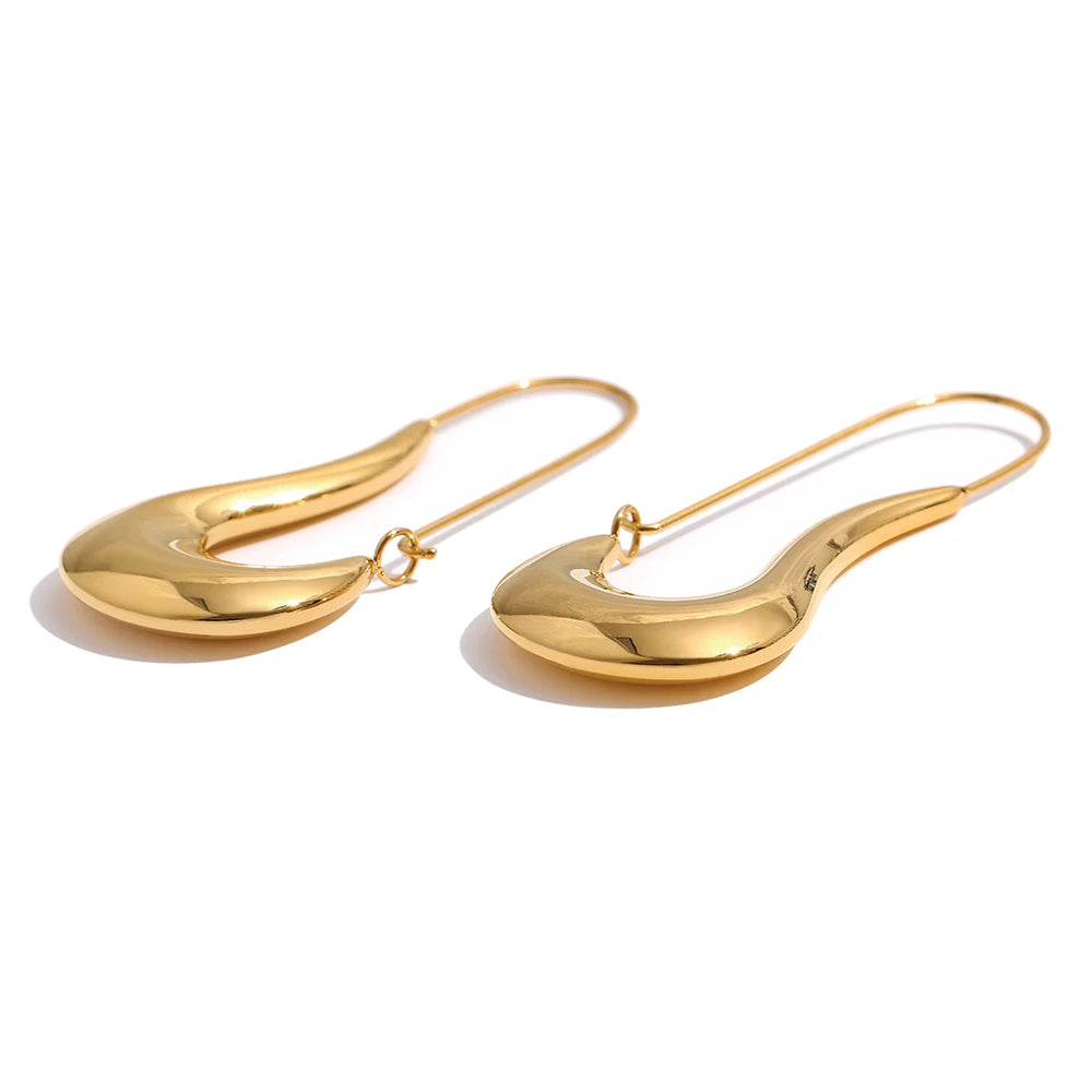 Yhpup Brincos de argola geométricos de aço inoxidável 316L, brincos minimalistas banhados a 18 K, joias à prova d'água para presente feminino