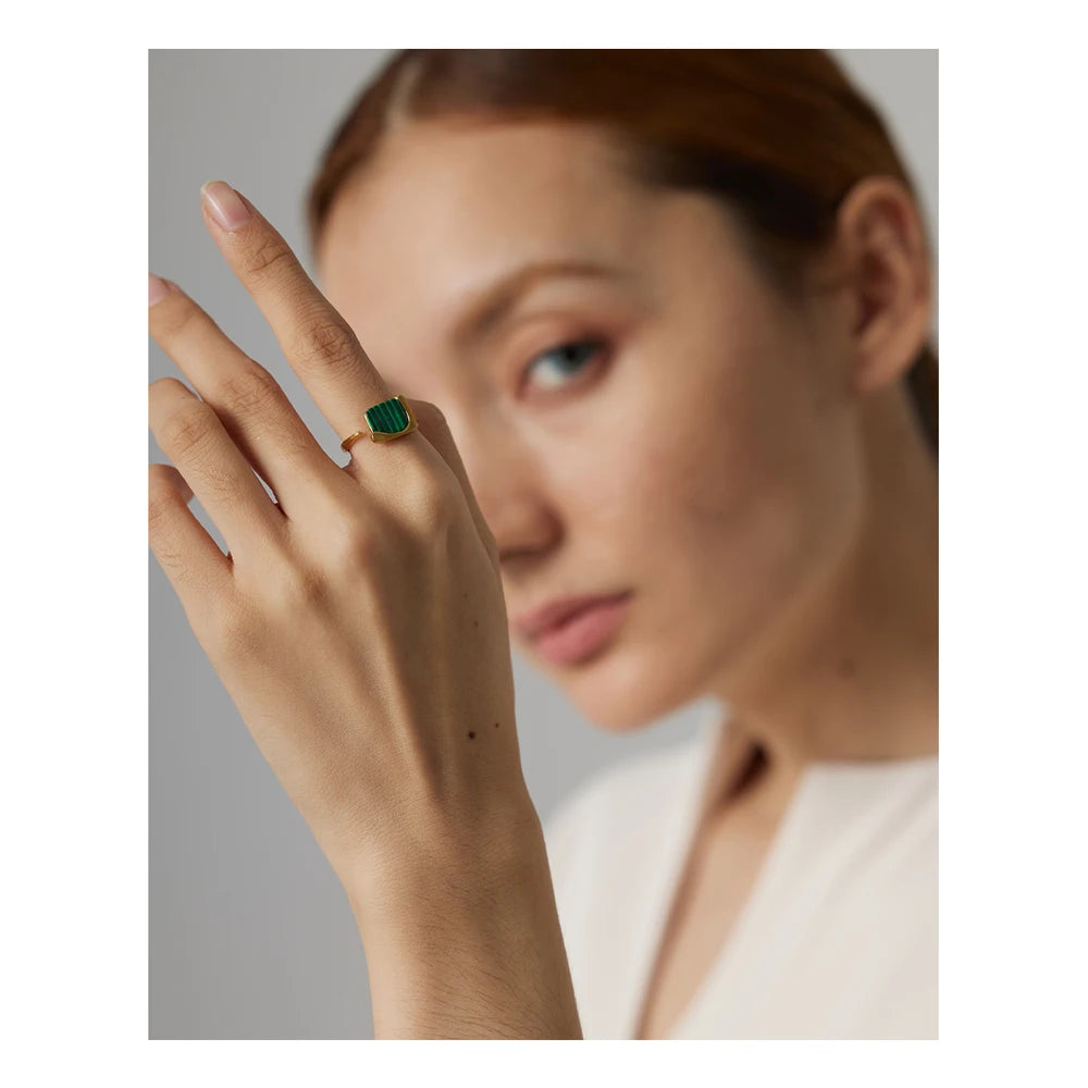Yhpup novo anel de aço inoxidável feminino jóias vintage pedra natural abertura metal anel de dedo joyería acero inoxidável mujer presente