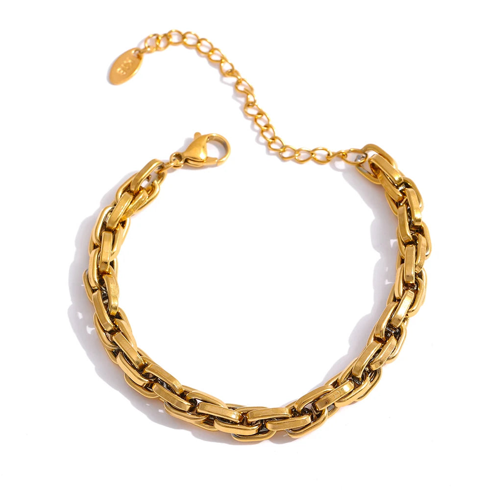 Yhpup corrente de aço inoxidável colar nova textura de metal 18 k banhado moda colar à prova dwaterproof água jóias bijoux femme meninas presente