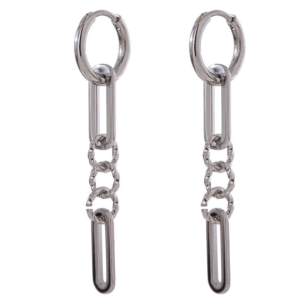 Yhpup alta qualidade de aço inoxidável metal geométrico balançar brincos chique cor ouro textura brincos longos jóias aniversário novo