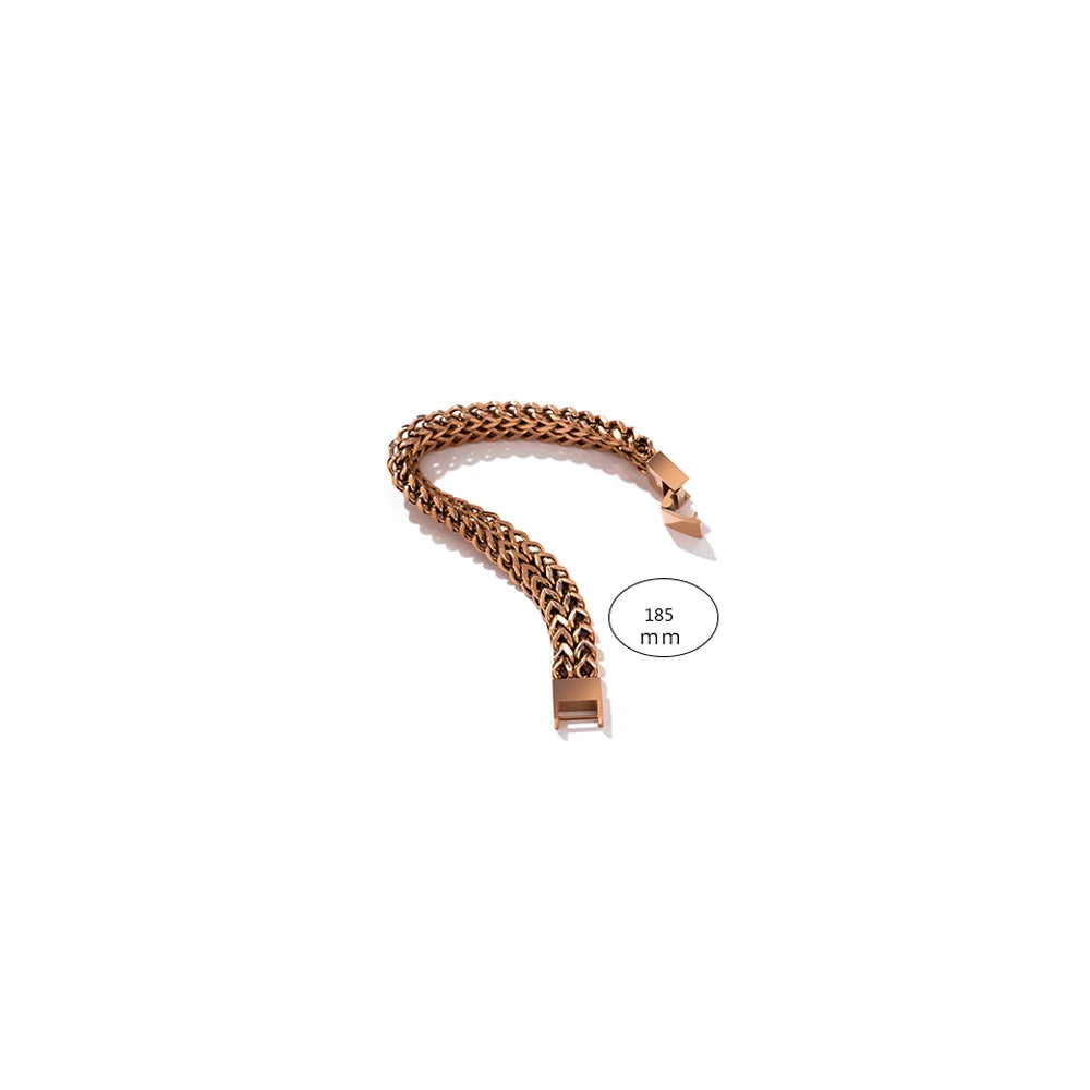 Yhpup unissex jóias de aço inoxidável cubana link corrente pulseira homem mulher 18k banhado a ouro heavy metal à prova dwaterproof água