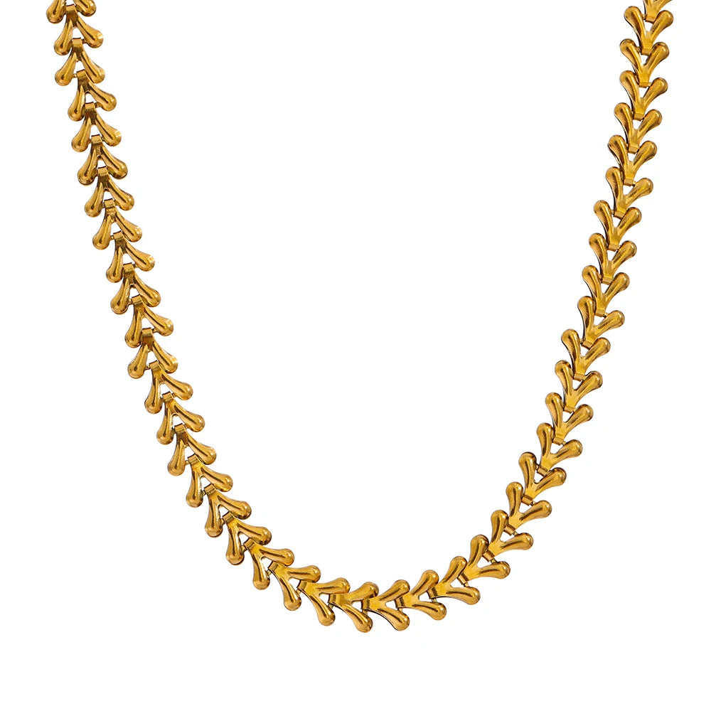 Yhpup colar de folha de aço inoxidável minimalista textura de metal colar feminino joyería acero inoxidável mujer presente de festa