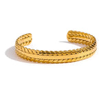 Yhpup pulseira de folhas de aço inoxidável 316l, minimalista, metálico, dourado, 18 k, à prova d'água, joia, presente de festa