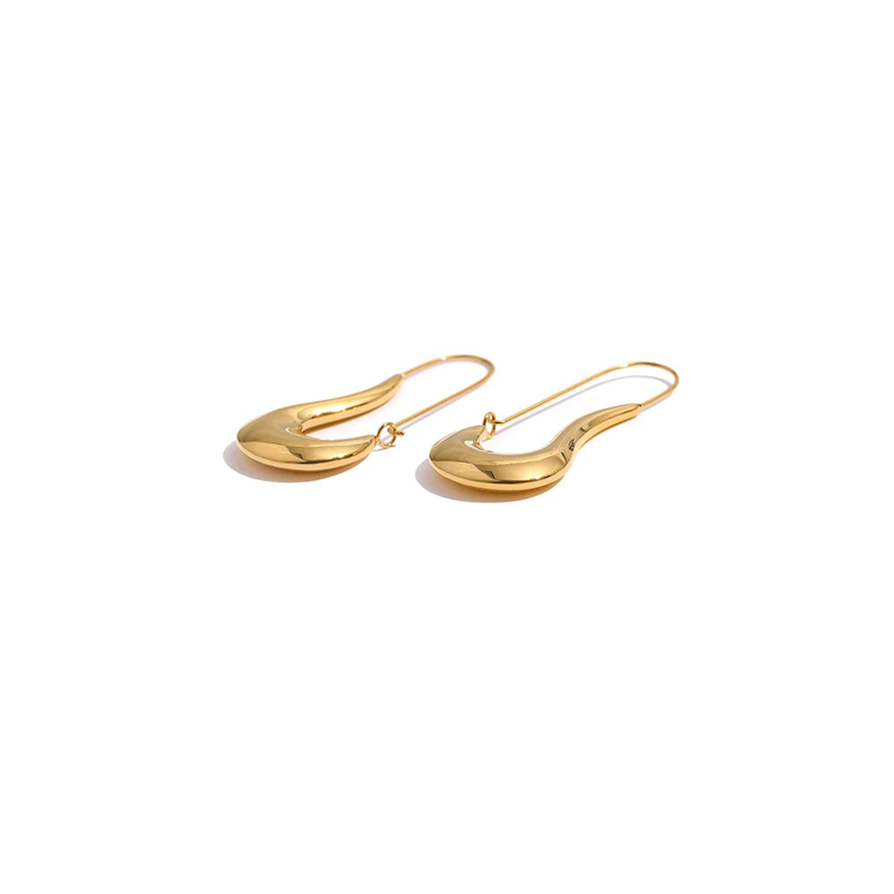 Yhpup Brincos de argola geométricos de aço inoxidável 316L, brincos minimalistas banhados a 18 K, joias à prova d'água para presente feminino