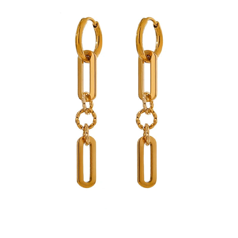 Yhpup alta qualidade de aço inoxidável metal geométrico balançar brincos chique cor ouro textura brincos longos jóias aniversário novo