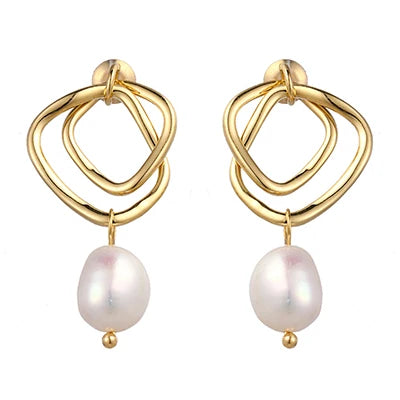 Yhpup moda charme gota geométrica brincos de pérola natural moda coreana minimalista requintado brincos jóias para presente feminino
