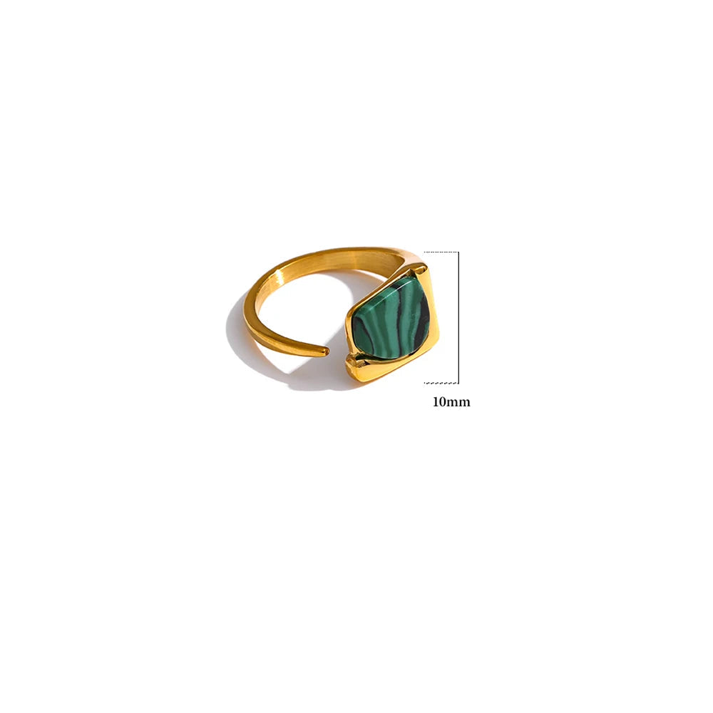 Yhpup novo anel de aço inoxidável feminino jóias vintage pedra natural abertura metal anel de dedo joyería acero inoxidável mujer presente