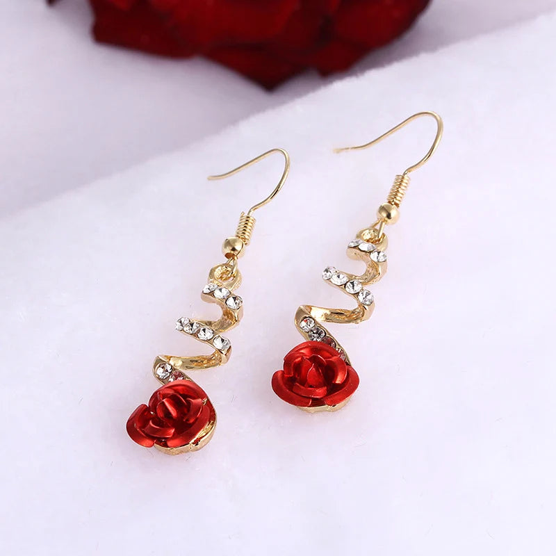 Brinco Torcido com Rosa e Strass - Lafemininy