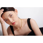 Yhpup colar de folha de aço inoxidável minimalista textura de metal colar feminino joyería acero inoxidável mujer presente de festa