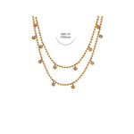 Yhpup zircônia cúbica grânulo chique dupla camada jóias colar de aço inoxidável novo colar feminino бижутерия presente festa