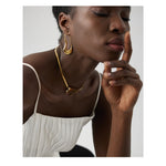 Yhpup Brincos de argola geométricos de aço inoxidável 316L, brincos minimalistas banhados a 18 K, joias à prova d'água para presente feminino